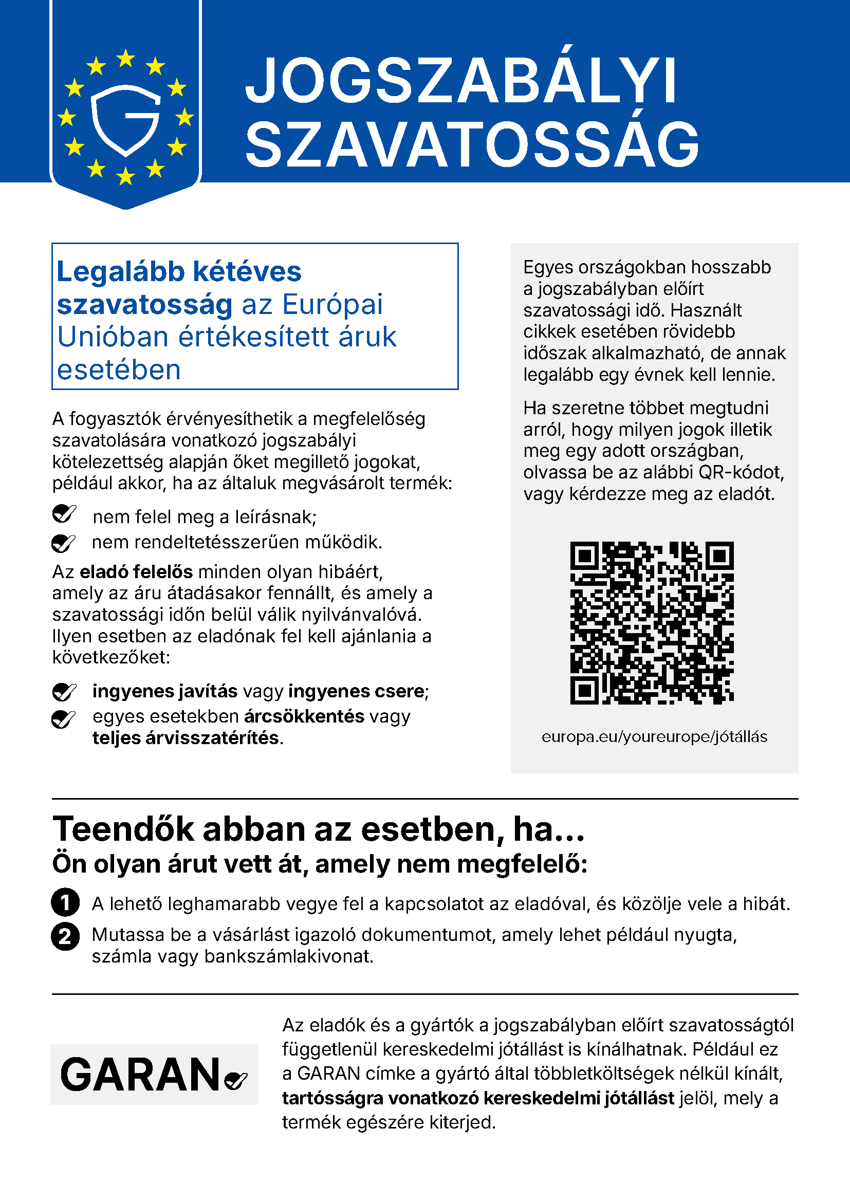 Jogszabályi szavatossági jogaid