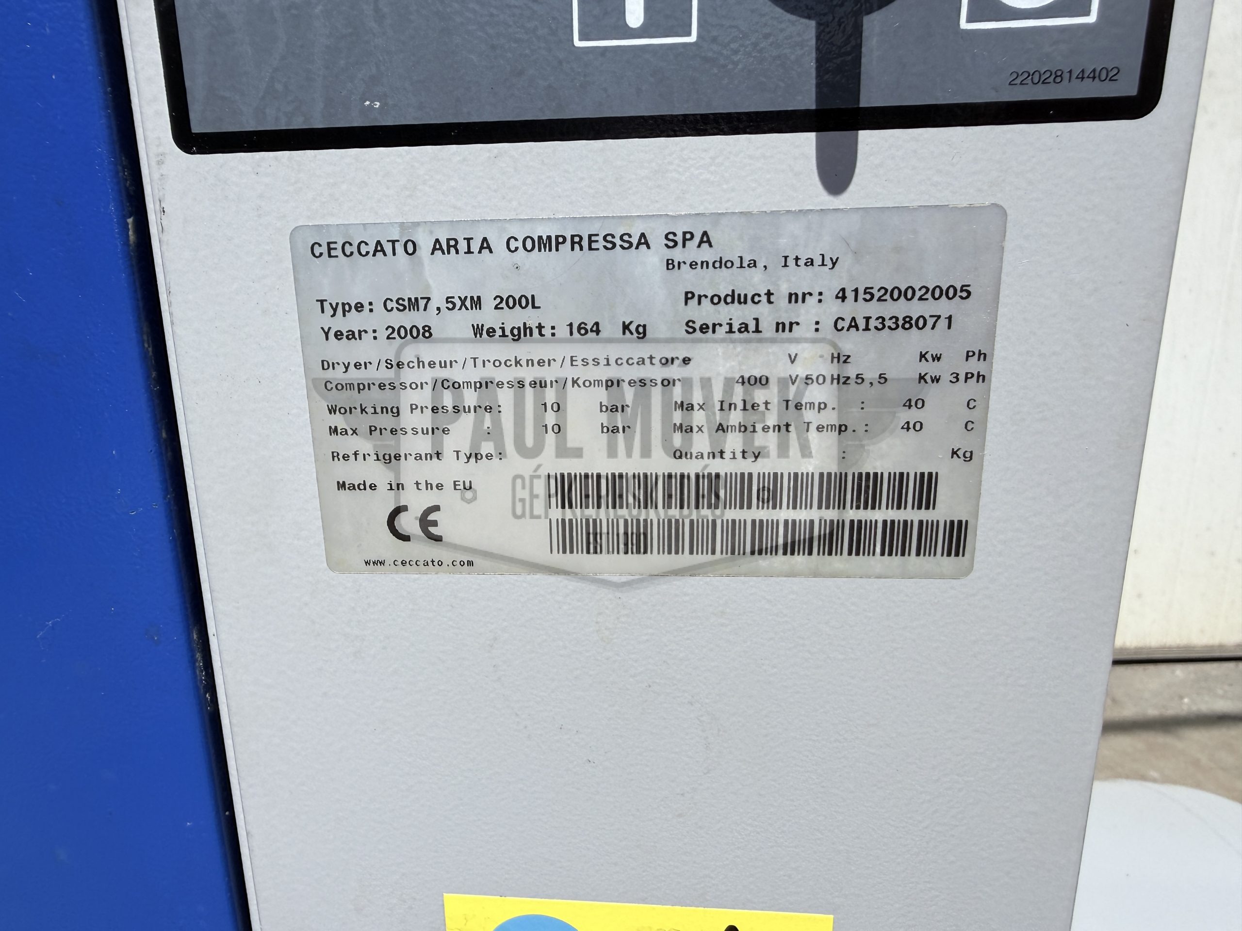 CECCATO CSM7,5XM 200L CSAVARKOMPRESSZOR LÉGTARTÁLLYAL (5.5kW, 200L)
